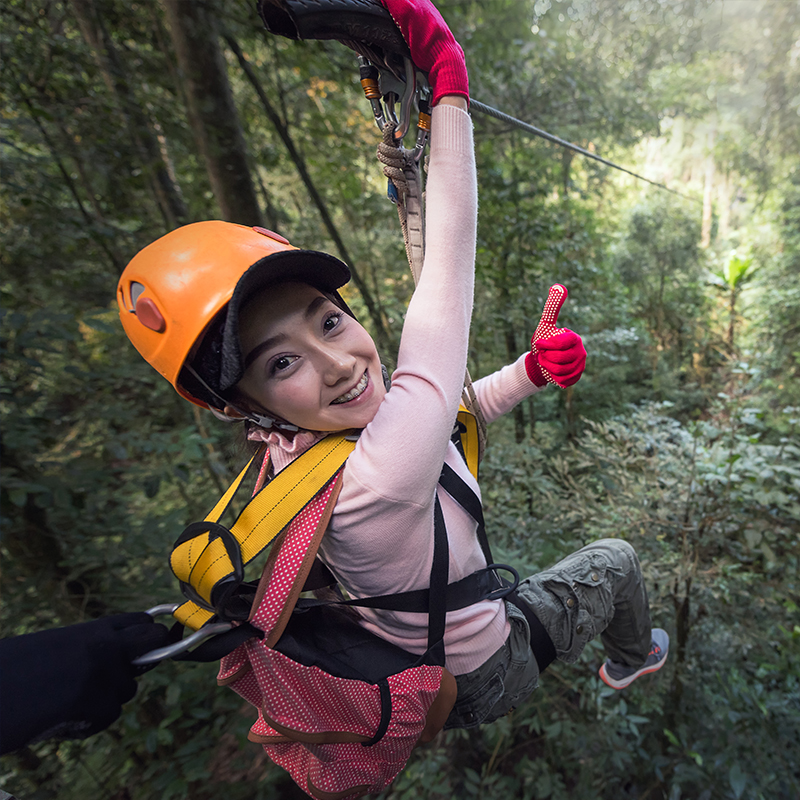 female guest on zipline female guest on zipline